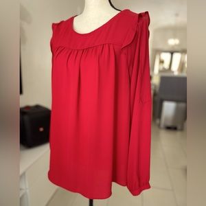 LOFT Anne Tylor, red blouse, women, size L